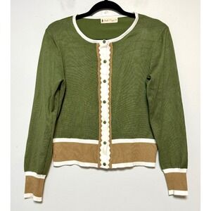 Belle Poque Vintage Preppy Cardigan Sweater Womens Medium Soft Girl Cozy Chic